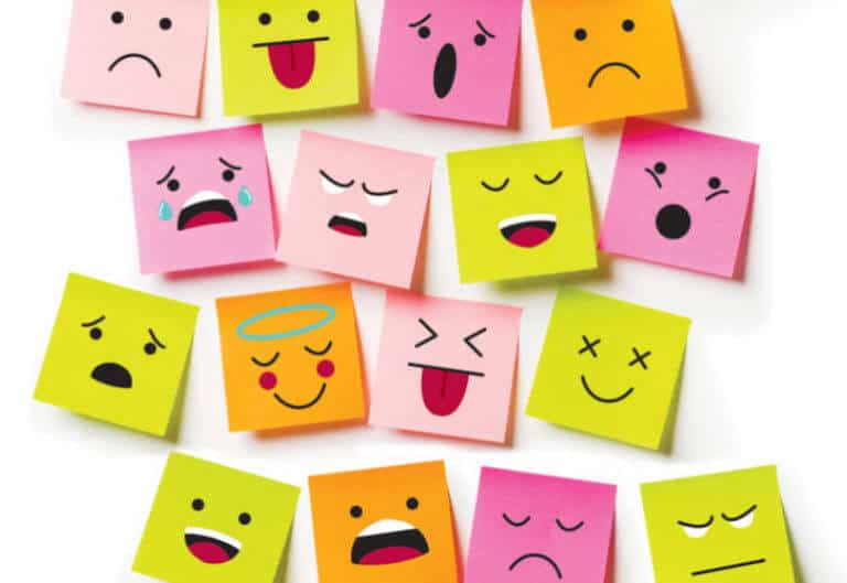 post-it notes with lots of different moods on